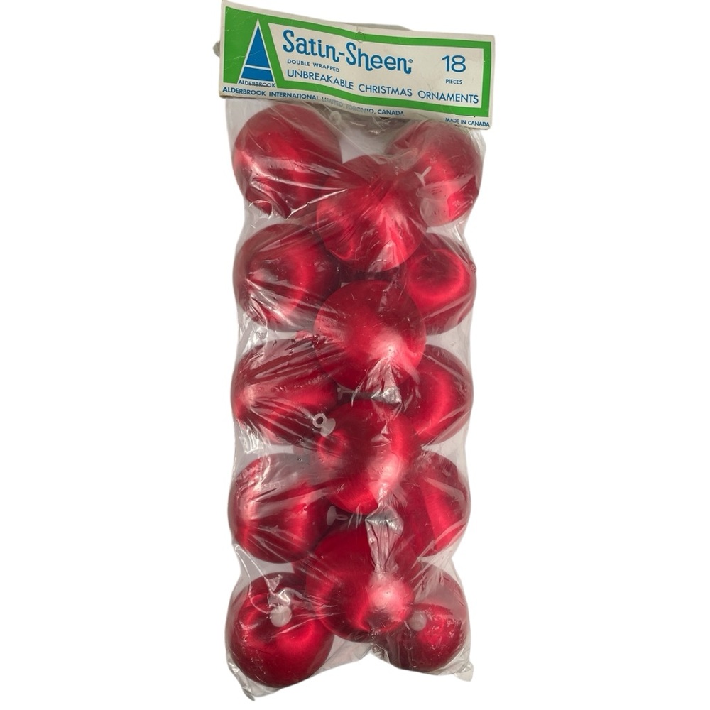 Vintage 18 Alderbrook Satin Sheen Double Wrapped Red Christmas Ornament Balls